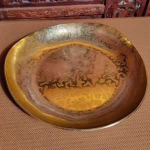 Vintage Kensington Moire Goldtone Aluminum Irregular Shaped Dish